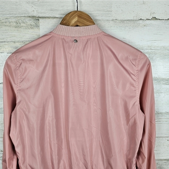Big John Bomber Jacket Sz Large Pink Zip Front Japanese Ribbed Knit Casual Chic - Picture 9 of 15